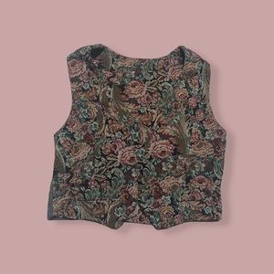 VINTAGE FLORAL TAPESTRY VEST